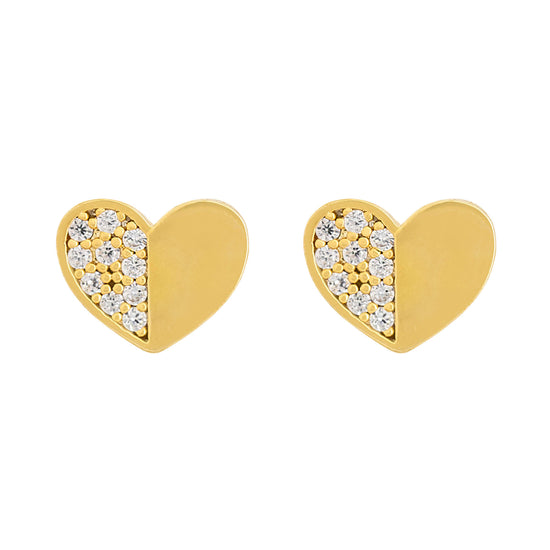 Earring Diamante Half Heart