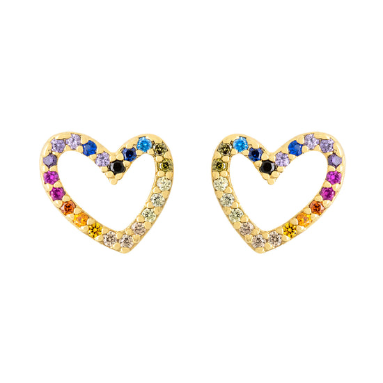 Earring Diamante Heart Stencil Multi