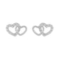 Earring Diamante Double Heart Stencil