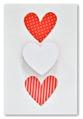 Small Card Three Hearts White