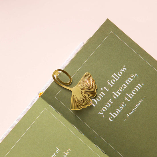 Gold Bookmarks Floral and Fauna Ginko Leaf