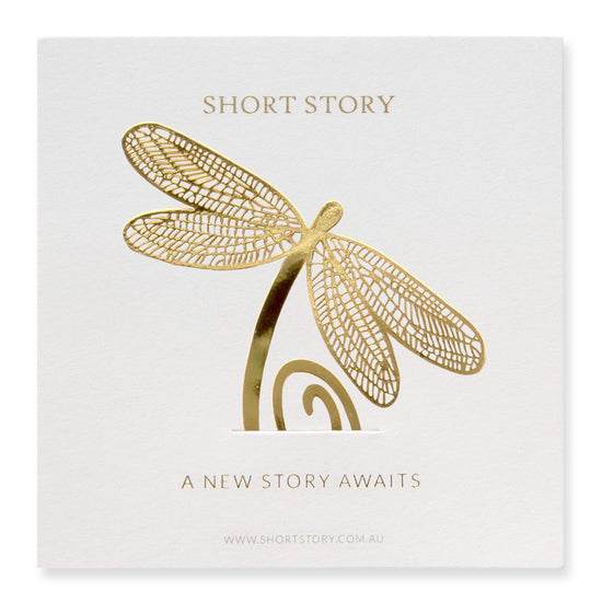 Gold Bookmarks Floral and Fauna Dragonfly