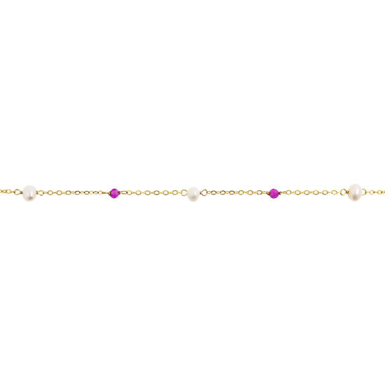 Bracelet Pearl and Stone Ruby Gold