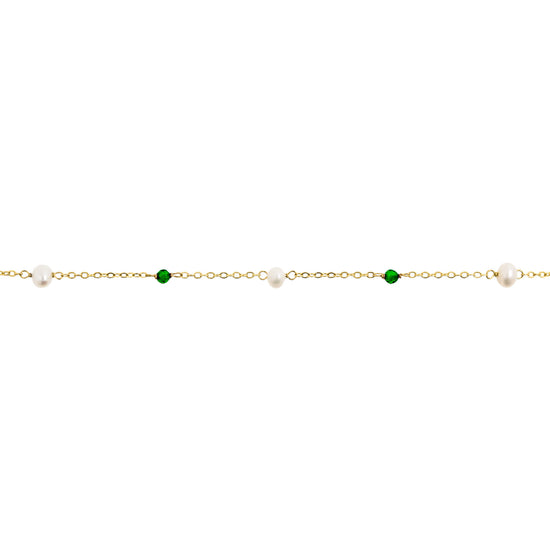 Bracelet Pearl and Stone Emerald Gold