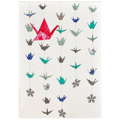 Card Hanging Cranes Blue