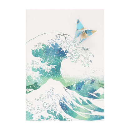 Card Watercolour Hokusai Blue