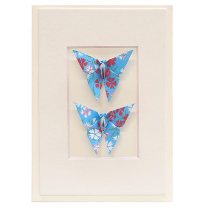 Card Twin Butterfly Little Flowers Blue