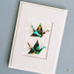 Card Twin Crane Fans Aqua