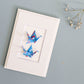 Card Twin Crane Flowers Blue