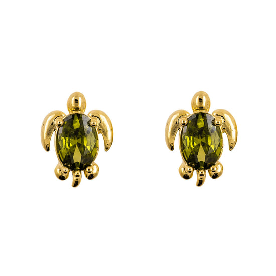 Earring Diamante Turtle Green