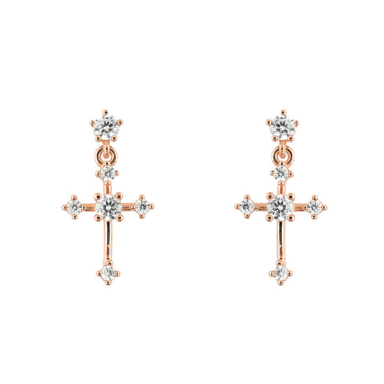 Drop Earring Diamante Cross