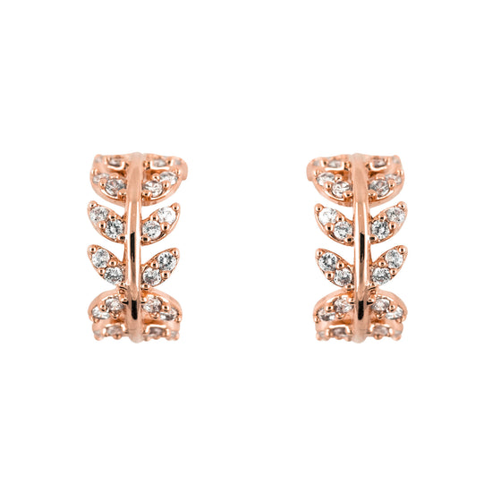 Hoop Earring Diamante Leaf