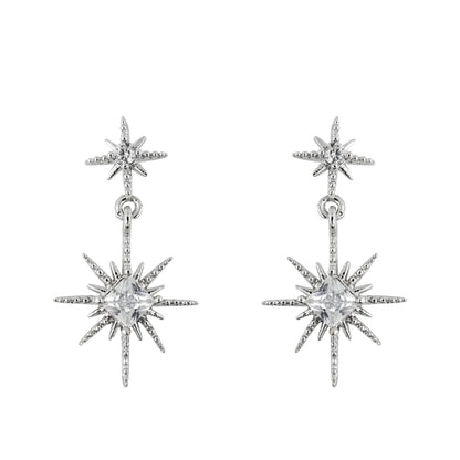 Drop Earring Diamante Morning Star Silver