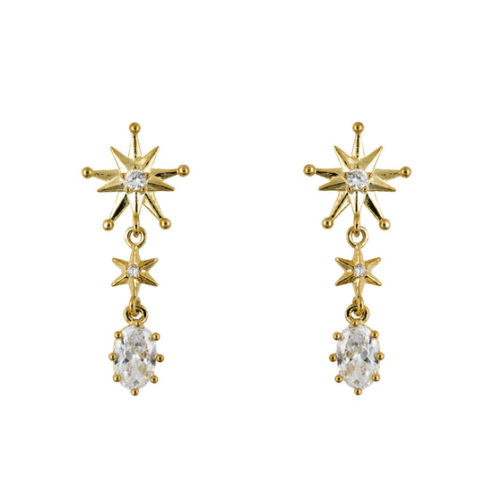 Drop Earring Diamante Evening Star Gold