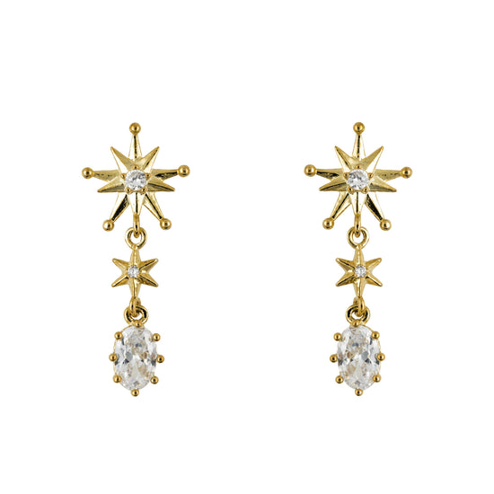 Drop Earring Diamante Evening Star Gold