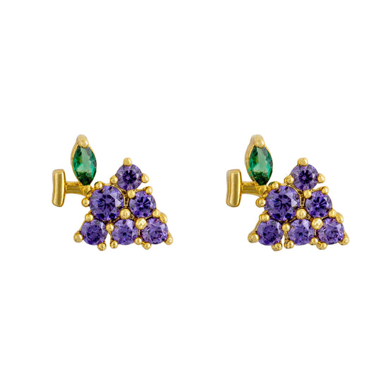 Earring Diamante Grape Gold