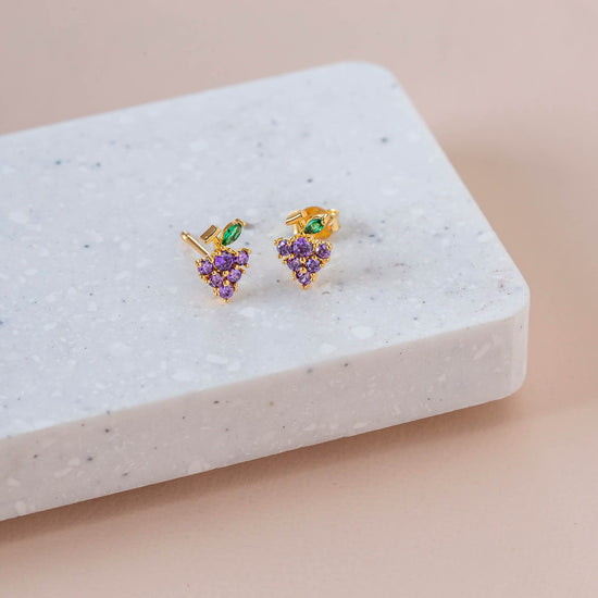 Earring Diamante Grape Gold