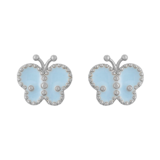 Earring Epoxy Butterfly Blue Silver