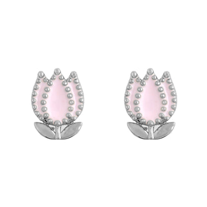 Earring Epoxy Lotus Pink Silver
