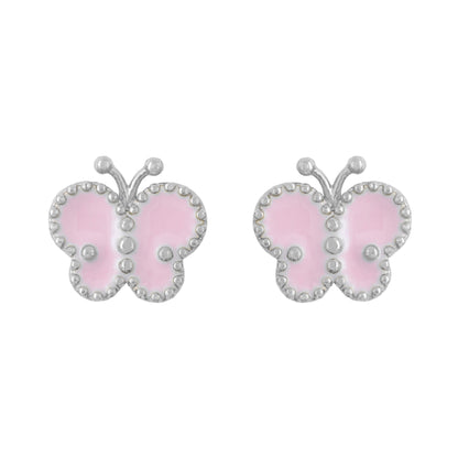 Earring Epoxy Butterly Pink Silver