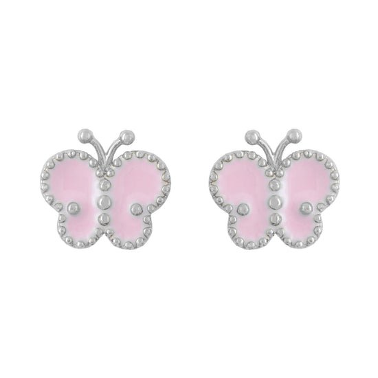 Earring Epoxy Butterly Pink Silver