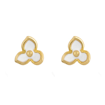 Earring Epoxy Three Petals White Gold