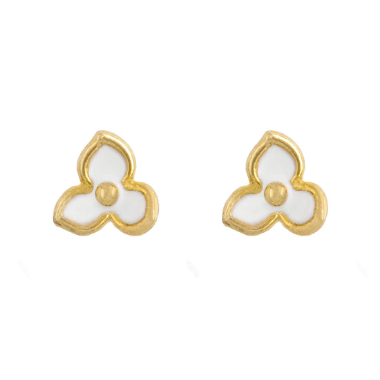 Earring Epoxy Three Petals White Gold