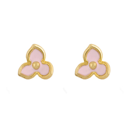 Earring Epoxy Three Petals Pink Gold