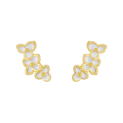 Earring Epoxy Three Petals Trio White Gold