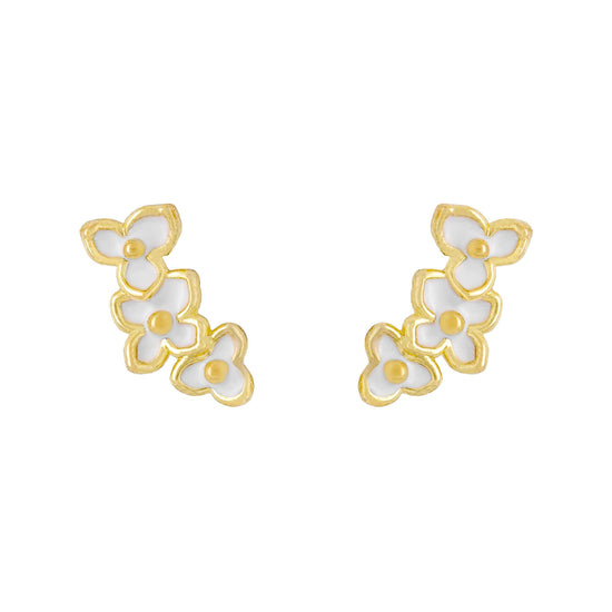 Earring Epoxy Three Petals Trio White Gold