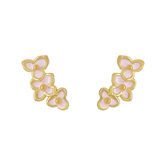 Earring Epoxy Three Petals Trio Pink Gold