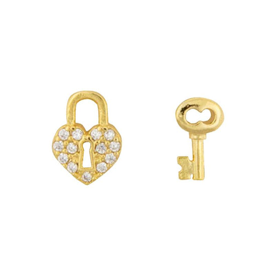 Earring Lock and Key Diamante