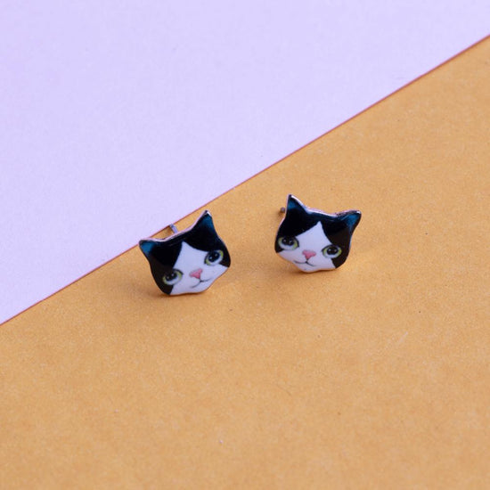 Earring Kitten Black and White