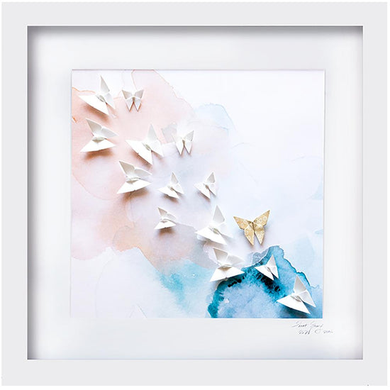 Large White Frame Sky Blue & Blush