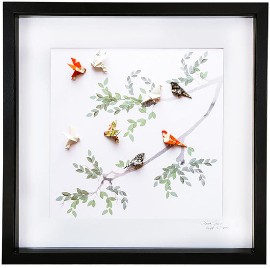 Large Black Frame Birds of Paradise Green