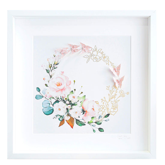 Large White Frame Floral Halo Circle