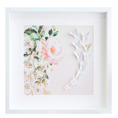 Large White Frame Floral Pink