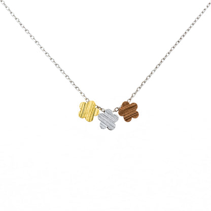 Necklace Trio Solid Flower Silver