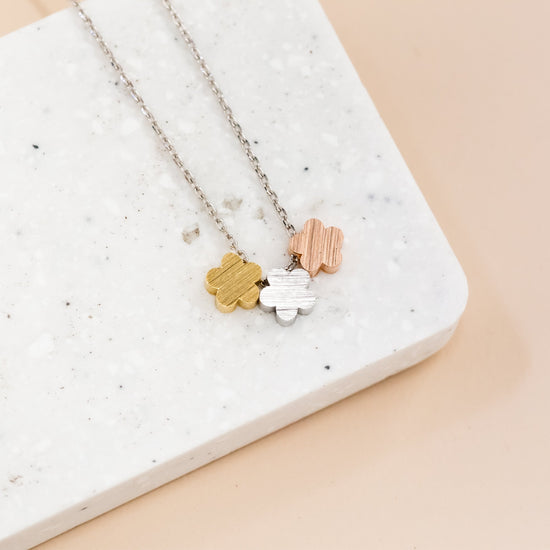 Necklace Trio Solid Flower Silver