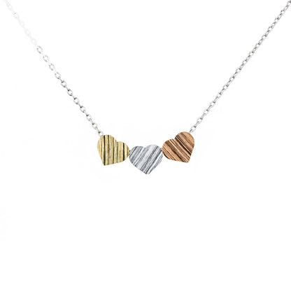 Necklace Trio Solid Heart Silver