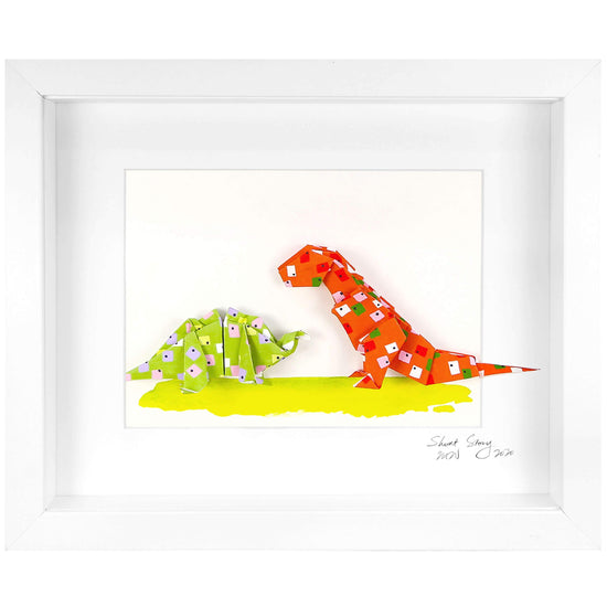 Small White Frame Dinosaur Friends