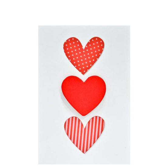 Small Card Three Hearts Red